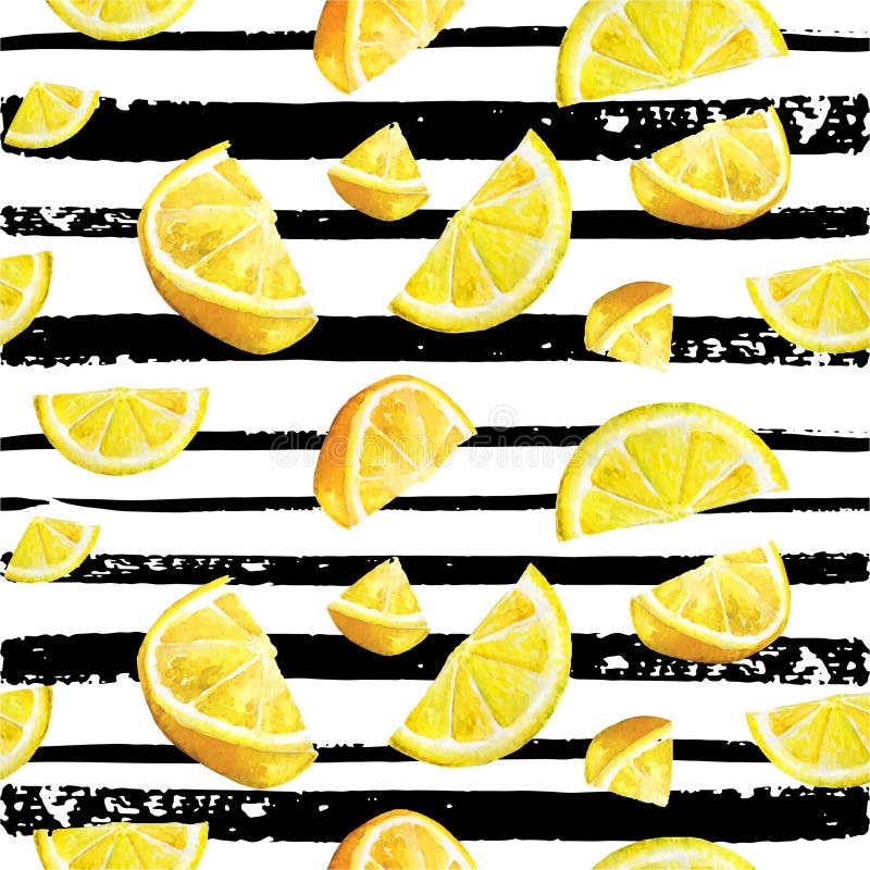 Modèle naturel d'aquarelle sans couture d'agrume de citron illustration libre de droits Modèle naturel d'aquarelle sans couture d'agrume de citron illustration libre de droits