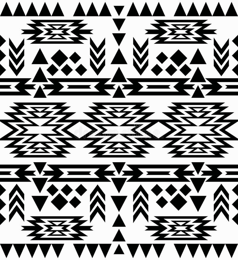 Modèle noir et blanc sans couture de Navajo illustration stock Modèle noir et blanc sans couture de Navajo illustration stock