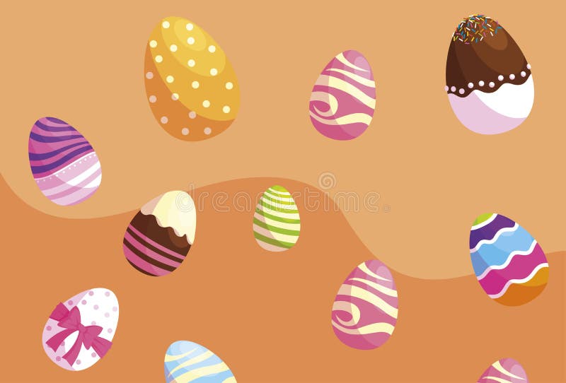 Modèle peint heureux d'oeufs de pâques illustration de vecteur Modèle peint heureux d'oeufs de pâques illustration de vecteur