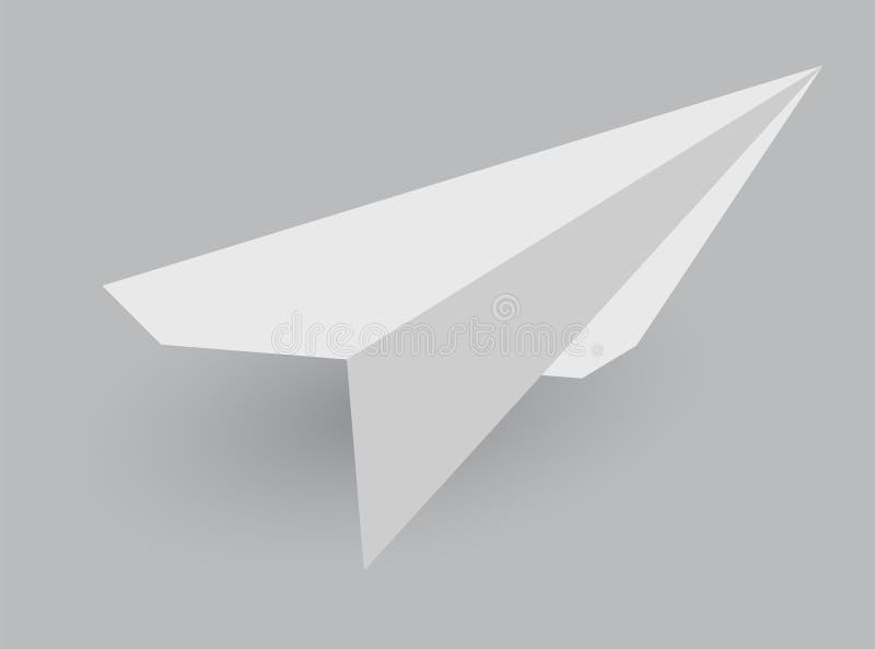 Modèle plan papier. origami vue d'avion fait main. avion vectoriel en papier blanc avec ombre isolée sur fond gris.
