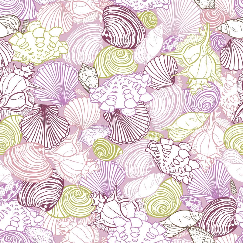 Modèle pourpre de répétition de vecteur avec la variété de coquillages overlaping Thème rose romantique Perfectionnez pour le tis illustration de vecteur Modèle pourpre de répétition de vecteur avec la variété de coquillages overlaping Thème rose romantique Perfectionnez pour le tis illustration de vecteur