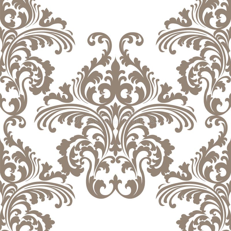 Modèle rococo de damassé d'ornement floral de vecteur de vintage illustration stock Modèle rococo de damassé d'ornement floral de vecteur de vintage illustration stock