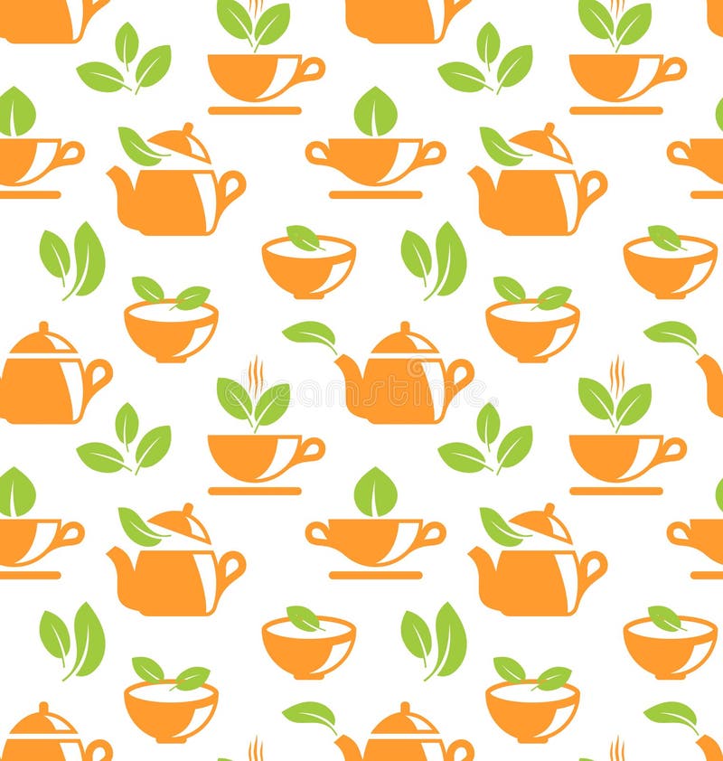 Modèle sans couture avec des théières et des tasses de thé illustration stock Modèle sans couture avec des théières et des tasses de thé illustration stock