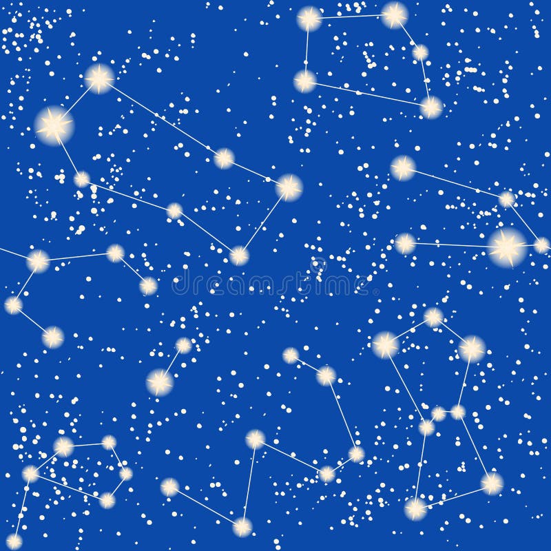 Modèle sans couture avec des étoiles et des constellations illustration stock Modèle sans couture avec des étoiles et des constellations illustration stock
