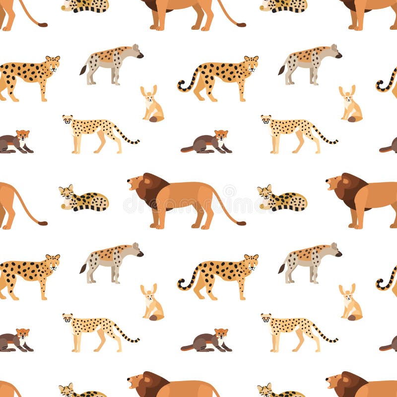 Modèle sans couture avec les animaux africains et américains sur le fond blanc Contexte avec les prédateurs sauvages vivant dans illustration de vecteur Modèle sans couture avec les animaux africains et américains sur le fond blanc Contexte avec les prédateurs sauvages vivant dans illustration de vecteur