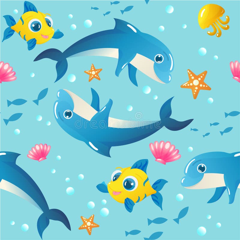 Modèle sans couture avec les animaux marins illustration libre de droits Modèle sans couture avec les animaux marins illustration libre de droits