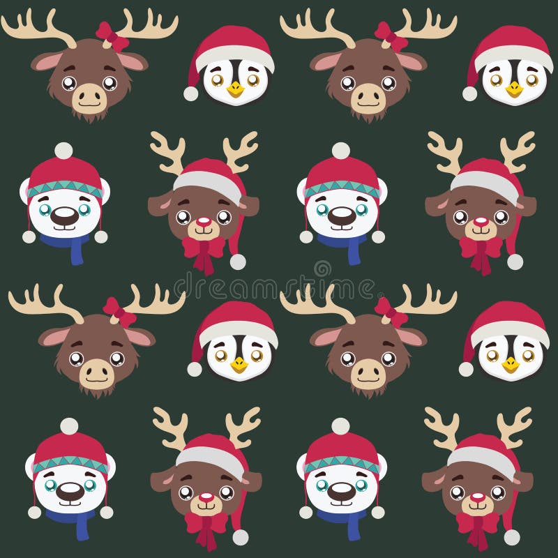 Modèle sans couture avec les animaux mignons de Noël illustration de vecteur Modèle sans couture avec les animaux mignons de Noël illustration de vecteur