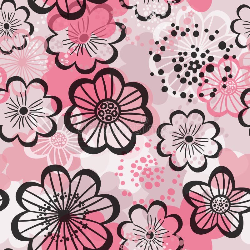 Modèle sans couture avec les fleurs roses illustration de vecteur Modèle sans couture avec les fleurs roses illustration de vecteur
