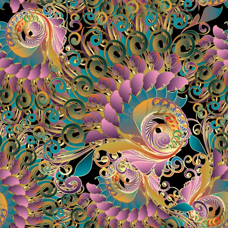 Modèle sans couture baroque coloré de vintage Flo multicolore de vecteur illustration de vecteur Modèle sans couture baroque coloré de vintage Flo multicolore de vecteur illustration de vecteur