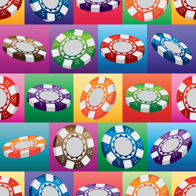 Modèle sans couture carré coloré de pièce de monnaie du casino 3d illustration stock