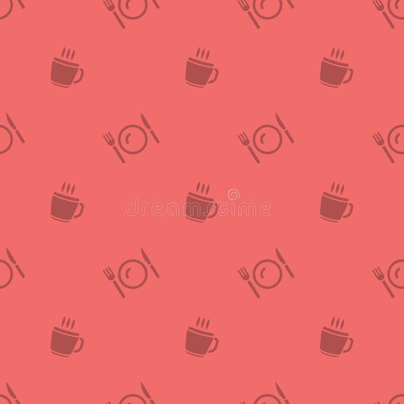 Modèle sans couture chaud de silhouette de tasse et de couverts de boissons de temps de repas illustration de vecteur Modèle sans couture chaud de silhouette de tasse et de couverts de boissons de temps de repas illustration de vecteur
