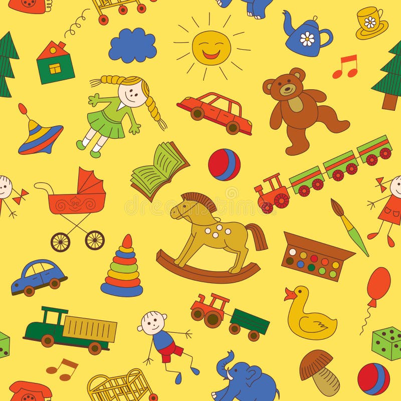 Modèle sans couture coloré, griffonnages puérils illustration libre de droits