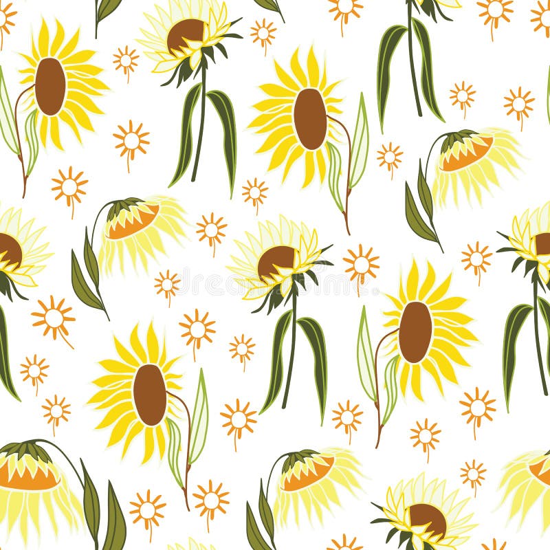Sunflower flower abstract repeating seamless pattern. Sunflower flower abstract repeating seamless pattern
