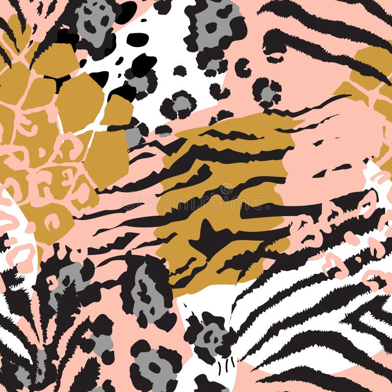 Modèle sans couture d'abrégé sur vecteur avec des motifs de peau d'animal illustration stock Modèle sans couture d'abrégé sur vecteur avec des motifs de peau d'animal illustration stock