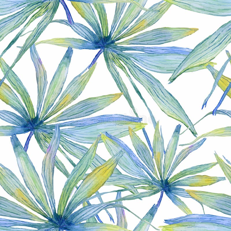 Modèle sans couture d'aquarelle avec des palmettes illustration libre de droits Modèle sans couture d'aquarelle avec des palmettes illustration libre de droits