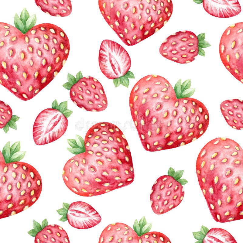 Modèle sans couture d'aquarelle avec les fraises fraîches illustration stock Modèle sans couture d'aquarelle avec les fraises fraîches illustration stock