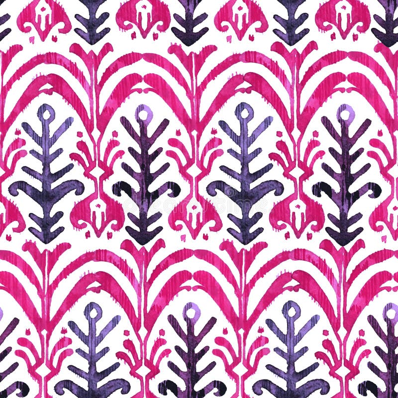 Modèle sans couture d'aquarelle d'Ikat Aquarelle vibrante florale photographie stock libre de droits Modèle sans couture d'aquarelle d'Ikat Aquarelle vibrante florale photographie stock libre de droits