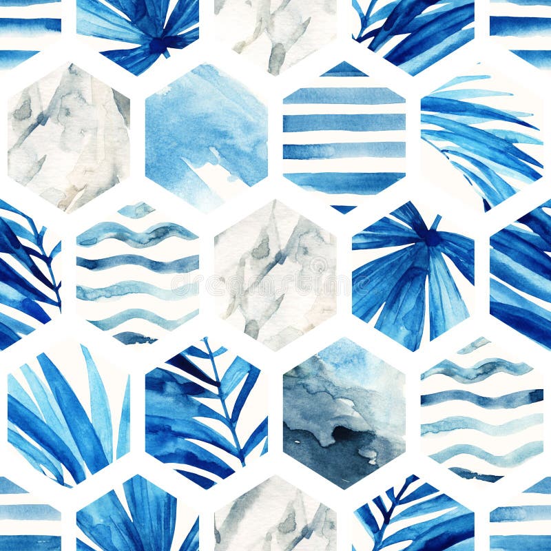Modèle sans couture d'hexagone d'aquarelle illustration de vecteur Modèle sans couture d'hexagone d'aquarelle illustration de vecteur