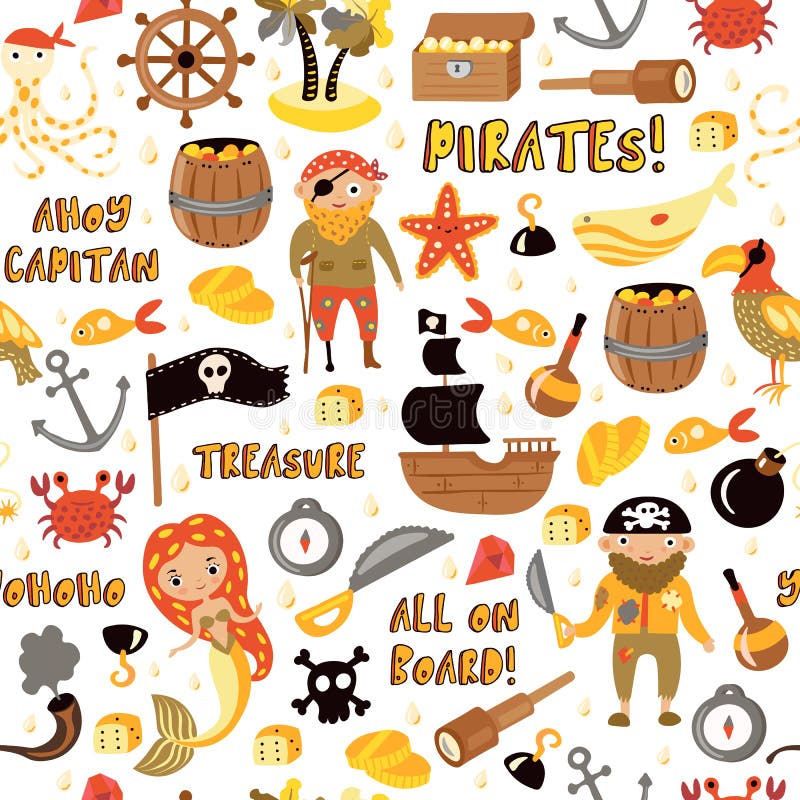 Modèle sans couture de bande dessinée de vecteur de pirates Fond de partie d'aventures et de pirate pour le jardin d'enfants Aven illustration stock Modèle sans couture de bande dessinée de vecteur de pirates Fond de partie d'aventures et de pirate pour le jardin d'enfants Aven illustration stock