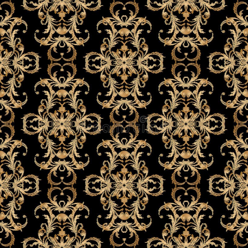 Modèle sans couture de broderie baroque de vecteur Grunge fleuri noir illustration de vecteur Modèle sans couture de broderie baroque de vecteur Grunge fleuri noir illustration de vecteur