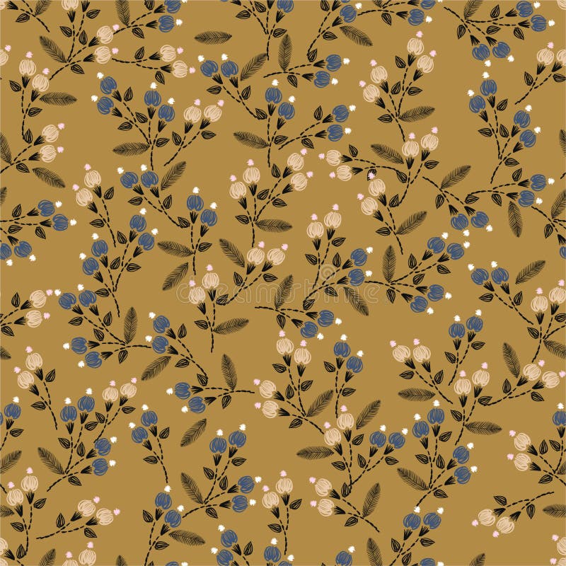 Modèle sans couture de broderie de point de main de Vintge avec la petite illustration de vecteur de décoration de fleurs de libe illustration stock Modèle sans couture de broderie de point de main de Vintge avec la petite illustration de vecteur de décoration de fleurs de libe illustration stock