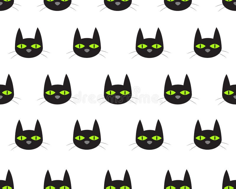 Modèle sans couture de chat noir de visage mignon illustration de vecteur Modèle sans couture de chat noir de visage mignon illustration de vecteur