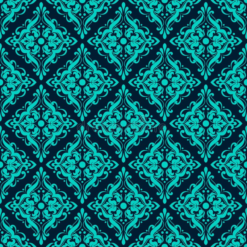 Modèle sans couture de damassé de luxe Couleur bleue Vecteur illustration de vecteur Modèle sans couture de damassé de luxe Couleur bleue Vecteur illustration de vecteur