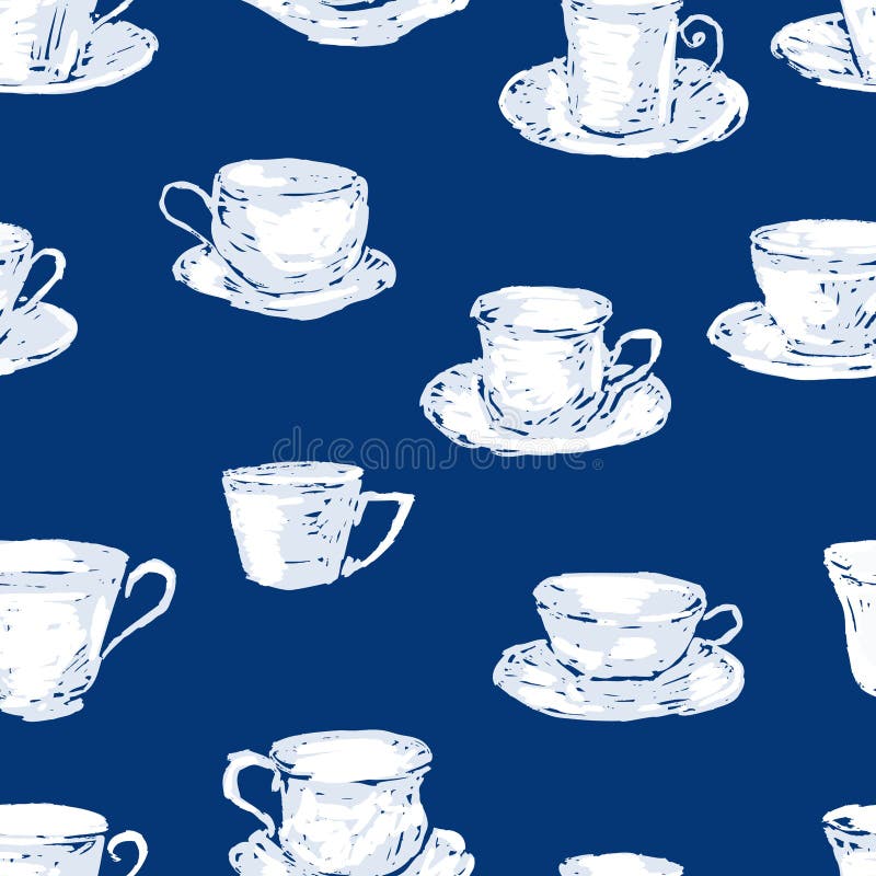 Modèle sans couture de différentes tasses de thé illustration stock Modèle sans couture de différentes tasses de thé illustration stock