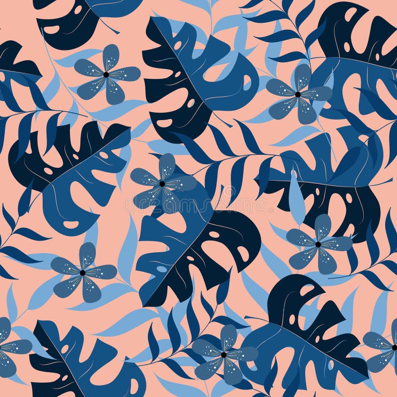 Modèle sans couture de feuilles exotiques d'été illustration stock