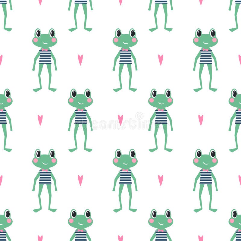 Modèle sans couture de grenouille mignonne sur le fond blanc illustration libre de droits Modèle sans couture de grenouille mignonne sur le fond blanc illustration libre de droits