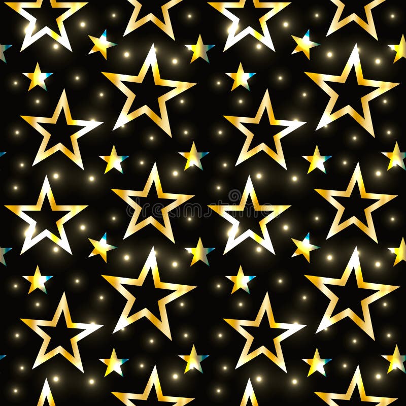 Modèle sans couture de Noël avec de diverses étoiles d'or et scintillements brillants sur le fond foncé L'or de luxe gradien la c illustration de vecteur Modèle sans couture de Noël avec de diverses étoiles d'or et scintillements brillants sur le fond foncé L'or de luxe gradien la c illustration de vecteur