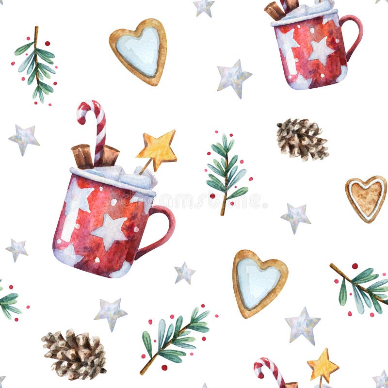 Modèle sans couture de Noël d'aquarelle illustration stock