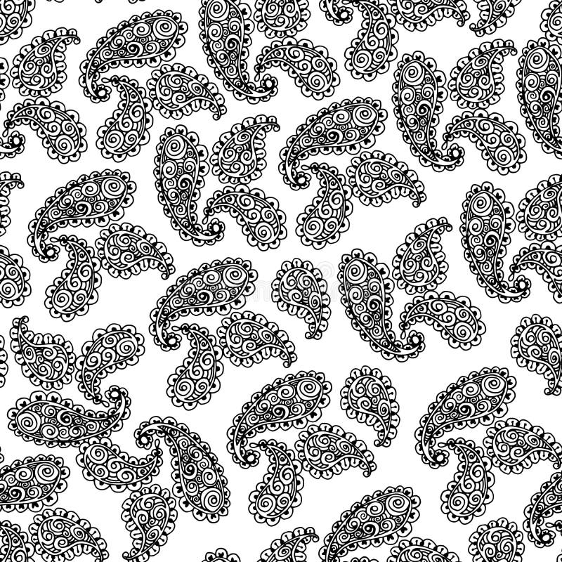 Modèle sans couture de Paisley de style de griffonnage Illustration de vecteur illustration stock Modèle sans couture de Paisley de style de griffonnage Illustration de vecteur illustration stock