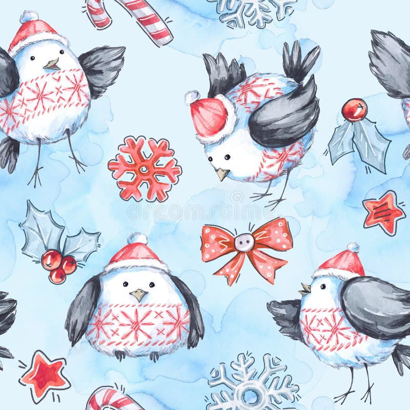 Modèle sans couture de salutation d'aquarelle avec les oiseaux de vol mignons An neuf Illustration de célébration Joyeux Noël illustration de vecteur Modèle sans couture de salutation d'aquarelle avec les oiseaux de vol mignons An neuf Illustration de célébration Joyeux Noël illustration de vecteur