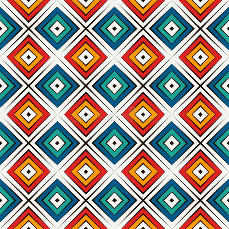 Modèle sans couture de style africain dans des couleurs lumineuses Motif ethnique et tribal Fond abstrait répété de losanges illustration de vecteur Modèle sans couture de style africain dans des couleurs lumineuses Motif ethnique et tribal Fond abstrait répété de losanges illustration de vecteur