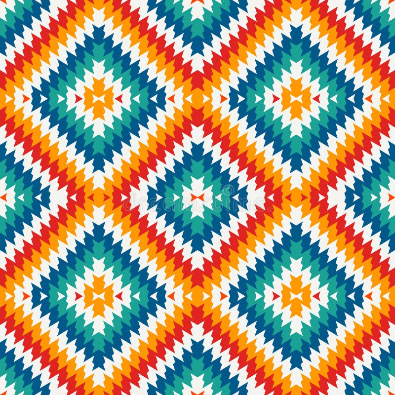 Modèle sans couture de style ethnique avec des lignes de chevron Ornement de natifs américains Motif tribal Papier peint coloré d illustration libre de droits Modèle sans couture de style ethnique avec des lignes de chevron Ornement de natifs américains Motif tribal Papier peint coloré d illustration libre de droits