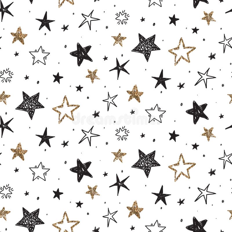 Modèle sans couture de vacances de vecteur avec les étoiles tirées par la main illustration libre de droits Modèle sans couture de vacances de vecteur avec les étoiles tirées par la main illustration libre de droits