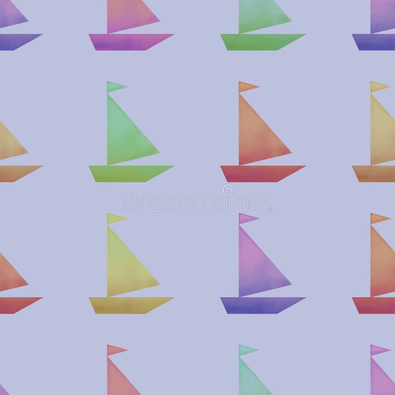 Modèle sans couture de vecteur avec des bateaux d'aquarelle illustration libre de droits Modèle sans couture de vecteur avec des bateaux d'aquarelle illustration libre de droits