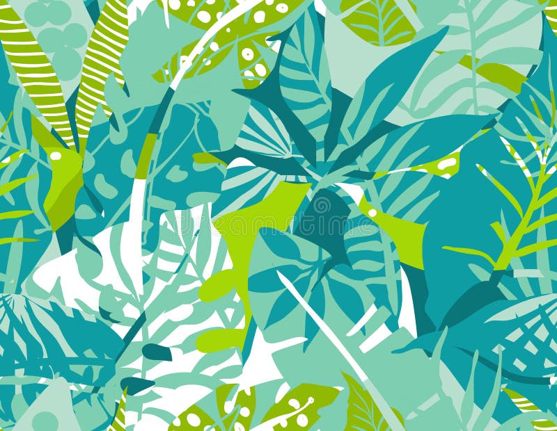 Modèle sans couture de vecteur avec des plantes tropicales et des textures abstraites tirées par la main illustration libre de droits Modèle sans couture de vecteur avec des plantes tropicales et des textures abstraites tirées par la main illustration libre de droits