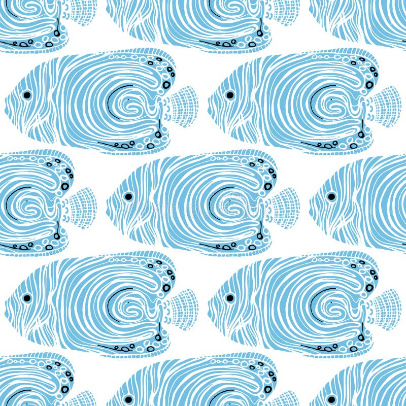 Modèle sans couture de vecteur de bande dessinée colorée de poissons Illustration tirée par la main texturisée illustration stock Modèle sans couture de vecteur de bande dessinée colorée de poissons Illustration tirée par la main texturisée illustration stock
