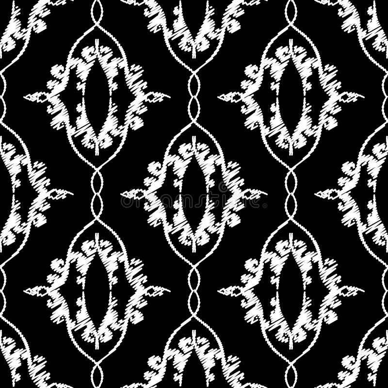 Modèle sans couture de vecteur de broderie de damassé Fond noir et blanc de tapisserie baroque Ornement brod? par cru r?p?tition illustration libre de droits Modèle sans couture de vecteur de broderie de damassé Fond noir et blanc de tapisserie baroque Ornement brod? par cru r?p?tition illustration libre de droits