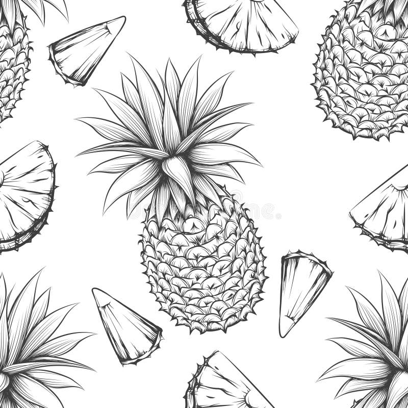 Modèle sans couture de vecteur d'ananas illustration stock Modèle sans couture de vecteur d'ananas illustration stock