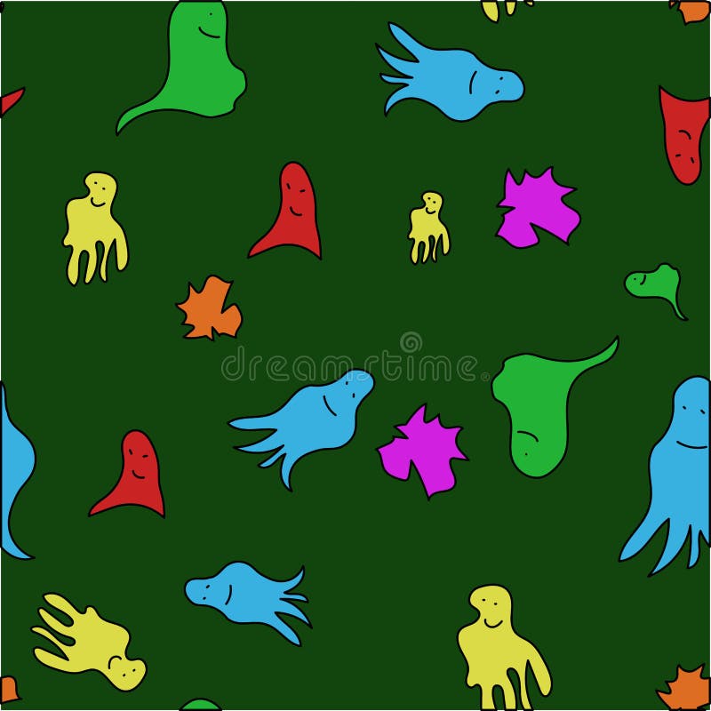 modèle sans couture de vecteur de fantômes de bande dessinée illustration de vecteur modèle sans couture de vecteur de fantômes de bande dessinée illustration de vecteur