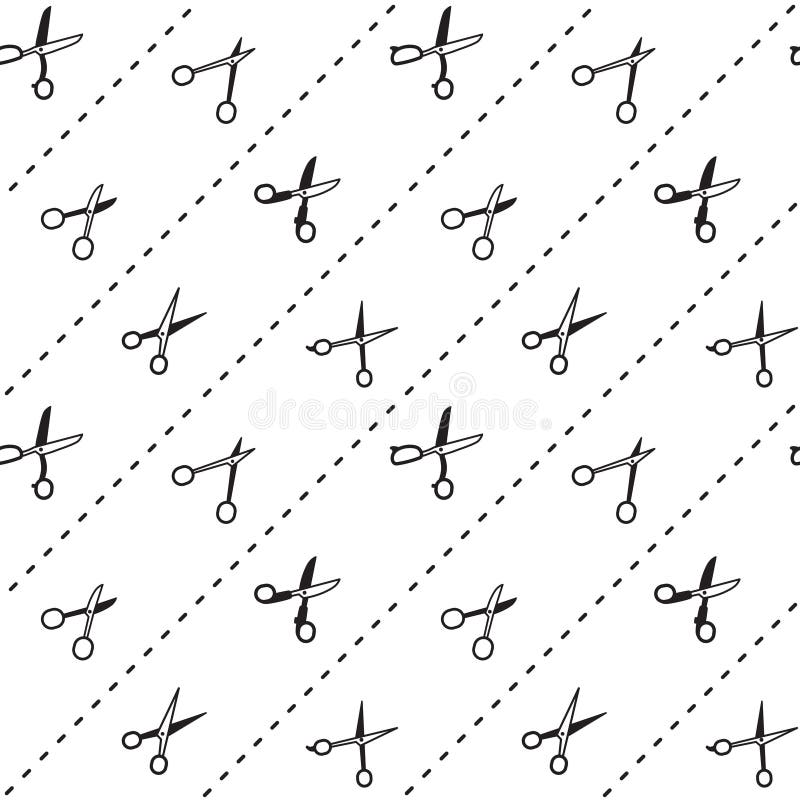 Modèle sans couture de vecteur de style de vintage de ciseaux noir et blanc avec des points illustration de vecteur Modèle sans couture de vecteur de style de vintage de ciseaux noir et blanc avec des points illustration de vecteur