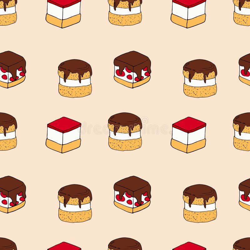 Modèle sans couture de vecteur des gâteaux sur le fond rose illustration de vecteur Modèle sans couture de vecteur des gâteaux sur le fond rose illustration de vecteur