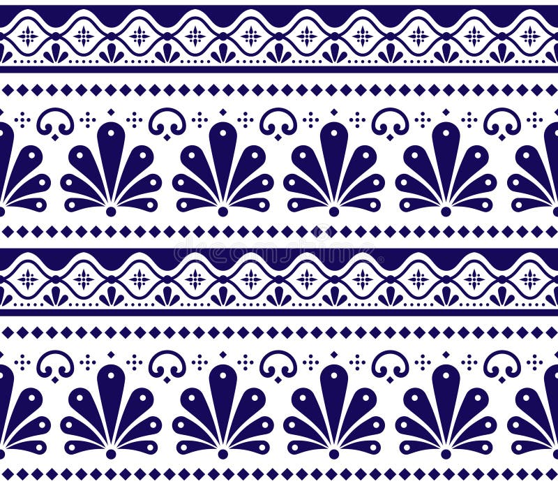 Modèle sans couture de vecteur mexicain inpired par poblana traditionnel de talavera d'art de poteries et céramiques