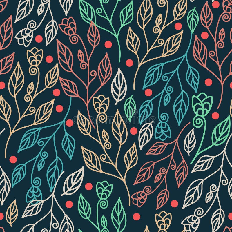 Modèle sans couture floral avec des feuilles et de belles fleurs Fond coloré d'illustration de vecteur illustration stock Modèle sans couture floral avec des feuilles et de belles fleurs Fond coloré d'illustration de vecteur illustration stock