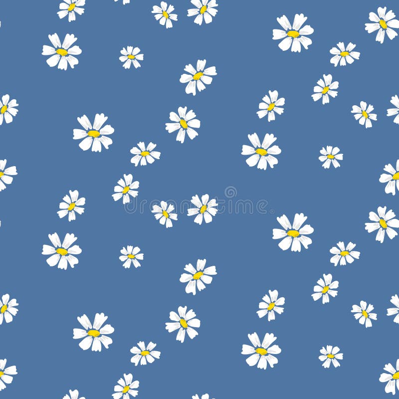 Modèle sans couture floral bleu simple de vecteur de rétro marguerite illustration de vecteur Modèle sans couture floral bleu simple de vecteur de rétro marguerite illustration de vecteur