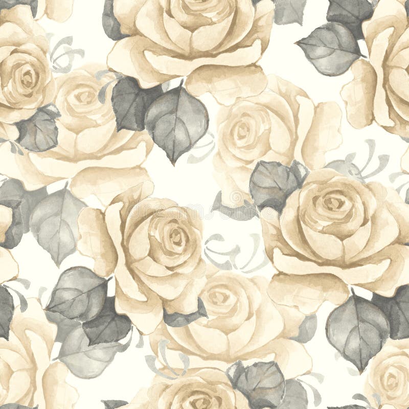 Modèle sans couture floral d'aquarelle Roses de vintage illustration stock Modèle sans couture floral d'aquarelle Roses de vintage illustration stock
