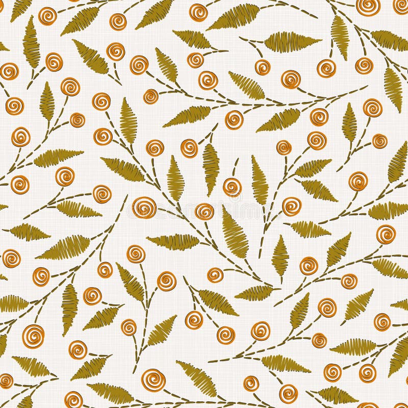 Modèle sans couture floral de broderie sur la texture de tissu de toile illustration stock Modèle sans couture floral de broderie sur la texture de tissu de toile illustration stock